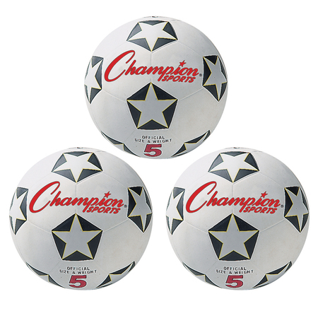 CHAMPION SPORTS Rubber Soccer Ball Size 5, PK3 SRB5